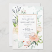 Midsummer Romantische Waterverf Bloemen Bruiloft Kaart (Voorkant)