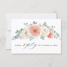 Midsummer Roze Pastel Roze Bloemen Bruiloft RSVP Kaartje