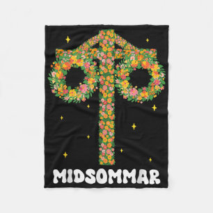 Midsummer Solstice Maypole Midsommar Zweden Fleece Deken