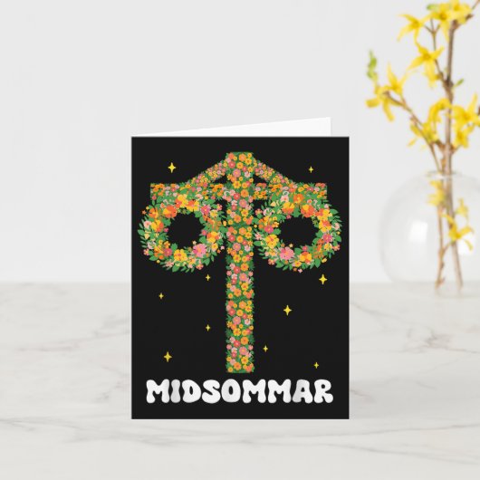 Midsummer Solstice Maypole Midsommar Zweden Kaart (Gele Bloem)