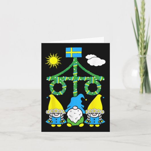Midsummer Solstice Maypole Midsommar Zweden Kaart (Voorkant)