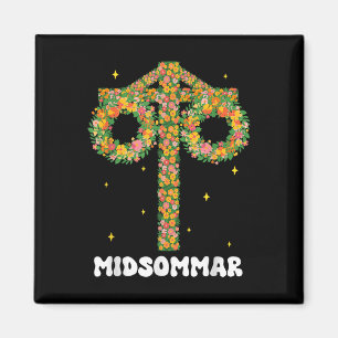 Midsummer Solstice Maypole Midsommar Zweden Magneet