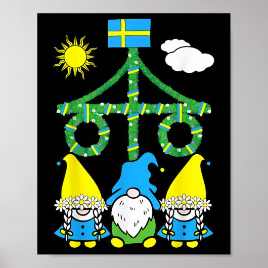 Midsummer Solstice Maypole Midsommar Zweden Poster (Voorkant)
