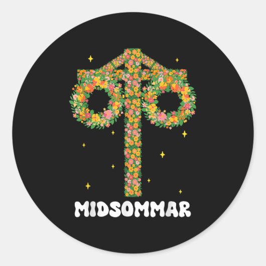 Midsummer Solstice Maypole Midsommar Zweden Ronde Sticker (Voorkant)
