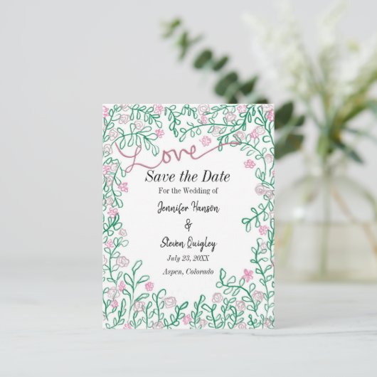 MidSummer Wedding Save the Date Floral Briefkaart (Staand voorkant)