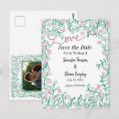 MidSummer Wedding Save the Date Floral Briefkaart (Voorkant / Achterkant)