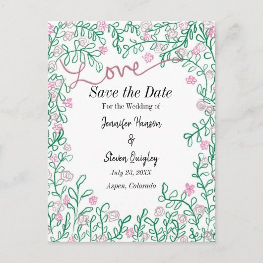MidSummer Wedding Save the Date Floral Briefkaart (Voorkant)