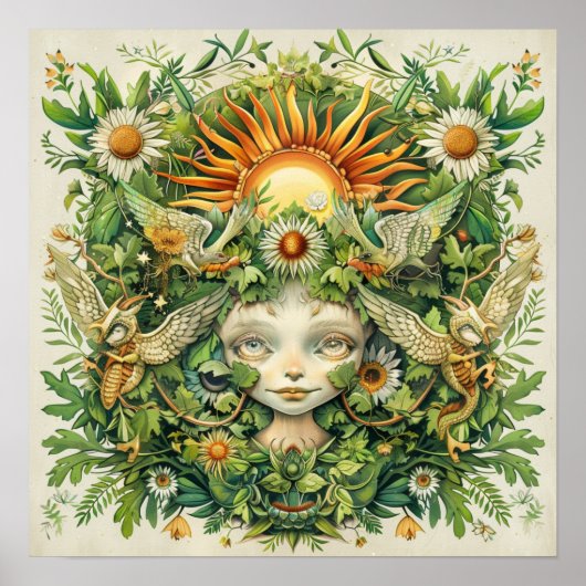 Midsummer Zon Feeën Nordic Kunstprint Poster (Voorkant)