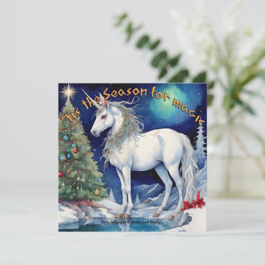 Midswinter Magie, Seizoensgroeten Aanpasbaar Feestdagenkaart (Staand voorkant)