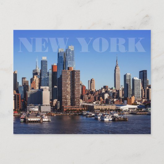 Midtown Manhattan cityscape van Hudson River Briefkaart (Voorkant)