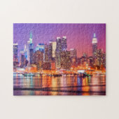 Midtown Manhattan 's nachts met Empire Stae Legpuzzel (Horizontaal)