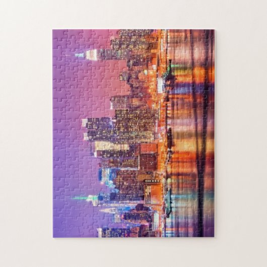 Midtown Manhattan 's nachts met Empire Stae Legpuzzel (Verticaal)