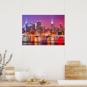 Midtown Manhattan 's nachts met Empire Stae Poster (Keuken)