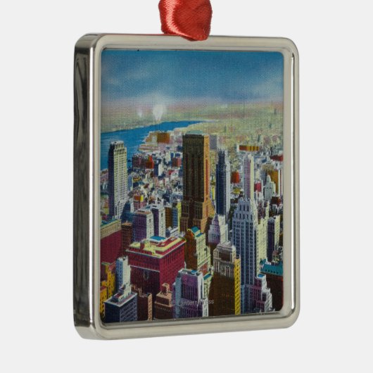 Midtown Skyline Uitzicht naar de oostelijke rivier Metalen Ornament (Rechts)