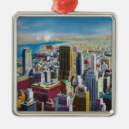 Midtown Skyline Uitzicht naar de oostelijke rivier Metalen Ornament (Voorkant)