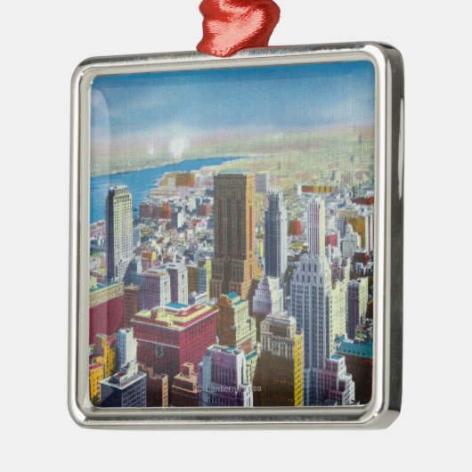 Midtown Skyline Uitzicht naar de oostelijke rivier Metalen Ornament (Links)