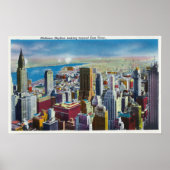 Midtown Skyline Uitzicht naar de oostelijke rivier Poster (Voorkant)
