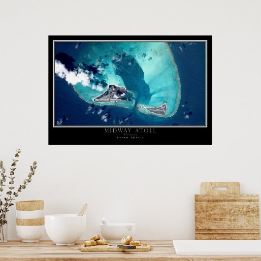 Midway Atoll Satellite Poster Map (Keuken)