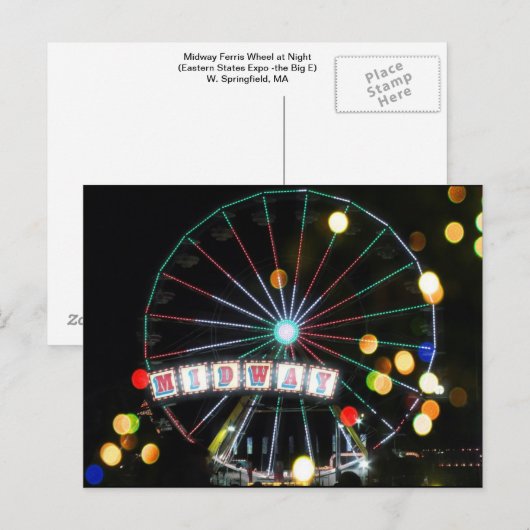 Midway reuzenrad bij nacht (The Big E) Briefkaart (Voorkant / Achterkant)