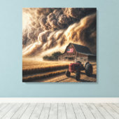 Midwest Great Plains Boerderij in een Storm Canvas Afdruk (Insitu (Houten vloer))