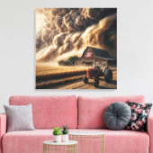 Midwest Great Plains Boerderij in een Storm Canvas Afdruk (Insitu (Woonkamer))