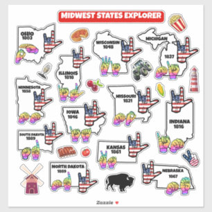 Midwest Leerkaart – Gebarentaal & Staatssymbolen Sticker