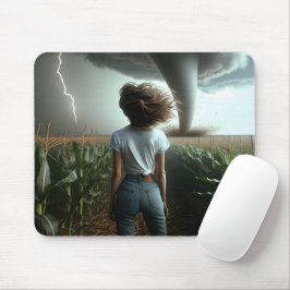 Midwest Meisje Kijkt Een Tornado Muismat