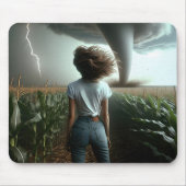 Midwest Meisje Kijkt Een Tornado Muismat (Voorkant)