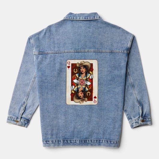 Midwest Queen of Hearts Card Cowgirl Love Luck Denim Jacket (Achterkant)