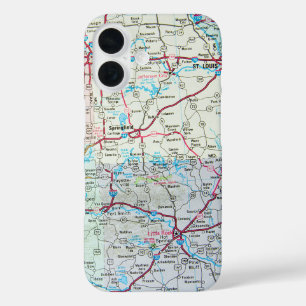 Midwest Verenigde Staten Road Map iPhone 16 Hoesje