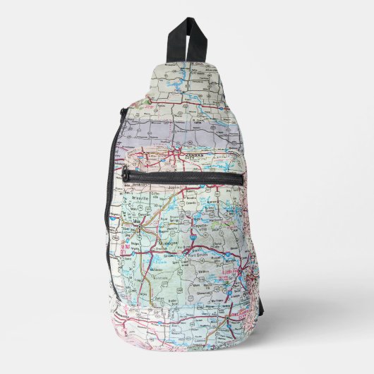 Midwest Verenigde Staten Road Map Sling Bag (Voorkant)