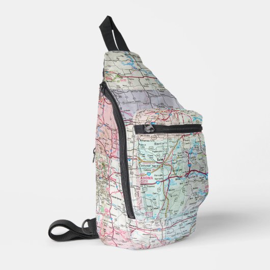 Midwest Verenigde Staten Road Map Sling Bag (Linkerhoek)