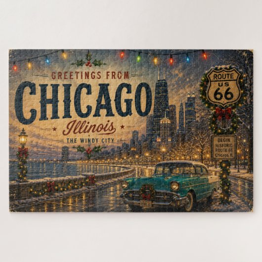 Midwest Winderige Stad Route 66 Aangepaste Zonsond Legpuzzel (Horizontaal)