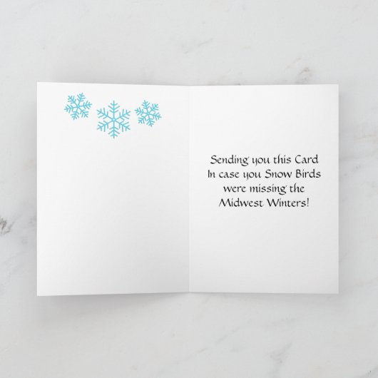 Midwest Winter Snowbird Card Humoureuze Feestdagen Kaart (Binnen)