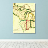 Midwesten van de Verenigde StatenPanoramische Kaar Canvas Afdruk (Insitu (Houten vloer))