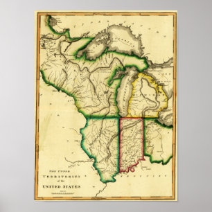 Midwesten van de Verenigde StatenPanoramische Kaar Poster