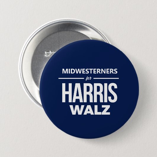 Midwesten voor Harris Walz Ronde Button 7,6 Cm (Voorkant /achterkant)