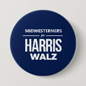 Midwesten voor Harris Walz Ronde Button 7,6 Cm (Voorkant)