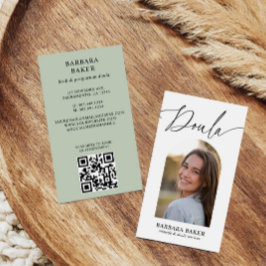 Midwife Birth Postpartum  Doula Photo QR CODE SAGE Visitekaartje