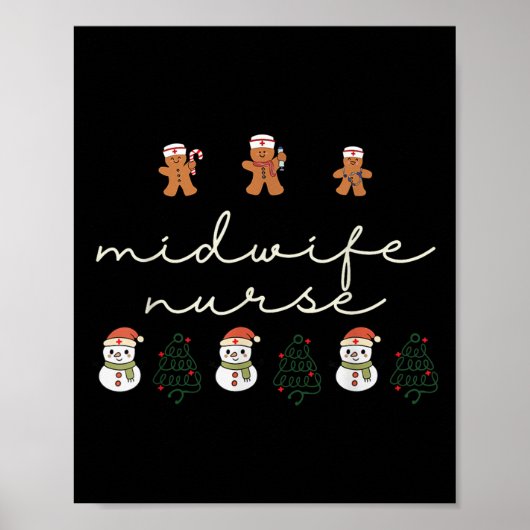 Midwife Nurse Christmas Gingerbread Nicu Hostal Pa Poster (Voorkant)