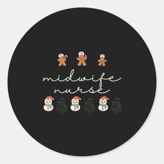 Midwife Nurse Christmas Gingerbread Nicu Hostal Pa Ronde Sticker (Voorkant)