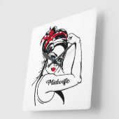 Midwife Rosie The Riveter Pin Up Vierkante Klok (Hoek)