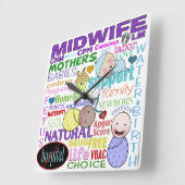 Midwifery Terminology-Subway Art Vierkante Klok (Hoek)