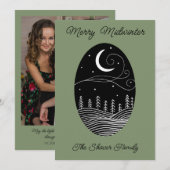 Midwinter Moon w/ Photo Flat Holiday Card Feestdagenkaart (Voorkant / Achterkant)