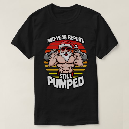 MidYear verslag nog steeds gepompt Santa Kettlebel T-shirt (Design voorkant)