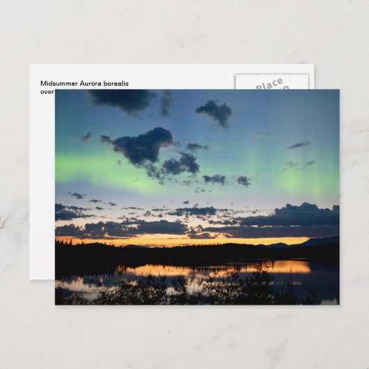 Midzomer Aurora borealis over het meer van de Labe Briefkaart (Voorkant / Achterkant)