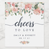 Midzomer Bloemen "Proost op Liefde" Bruiloft Wijn Etiket (Enkel label)