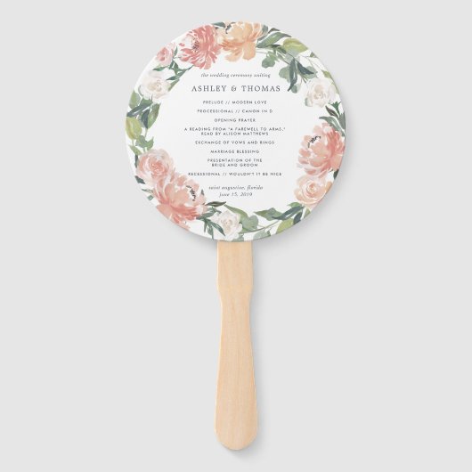 Midzomer bloemenbruiloft programma handwaaier (Voorkant)