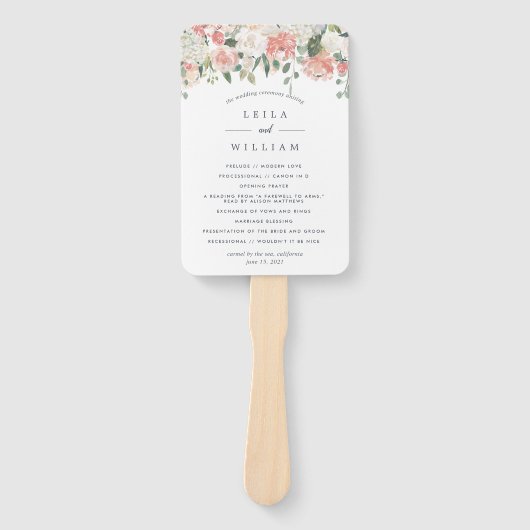 Midzomer bloemenbruiloft programma handwaaier (Voorkant)
