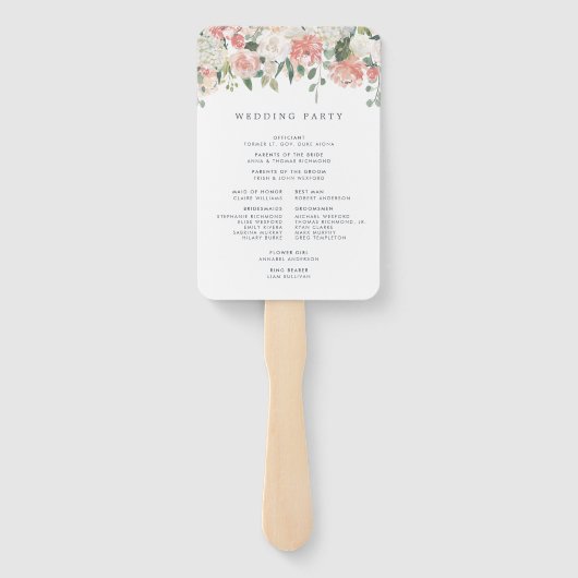 Midzomer bloemenbruiloft programma handwaaier (Achterkant)
